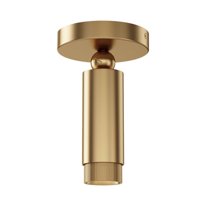 Cleo LED Flush Mount Ceiling Light in Natural Aged Brass.