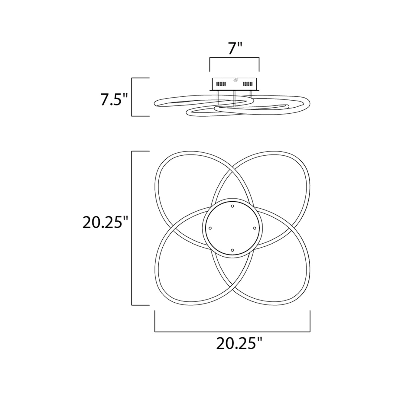Coaster LED Flush Mount Ceiling Light - line drawing.