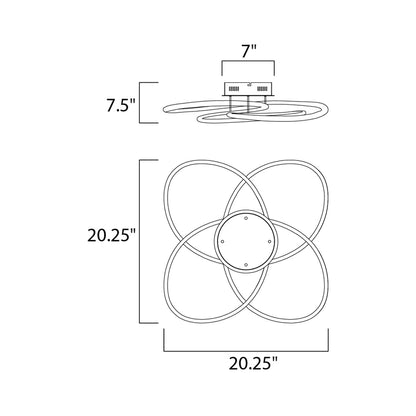 Coaster LED Flush Mount Ceiling Light - line drawing.