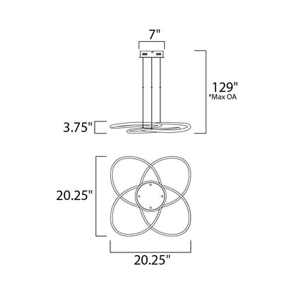 Coaster LED Single Pendant Light - line drawing.