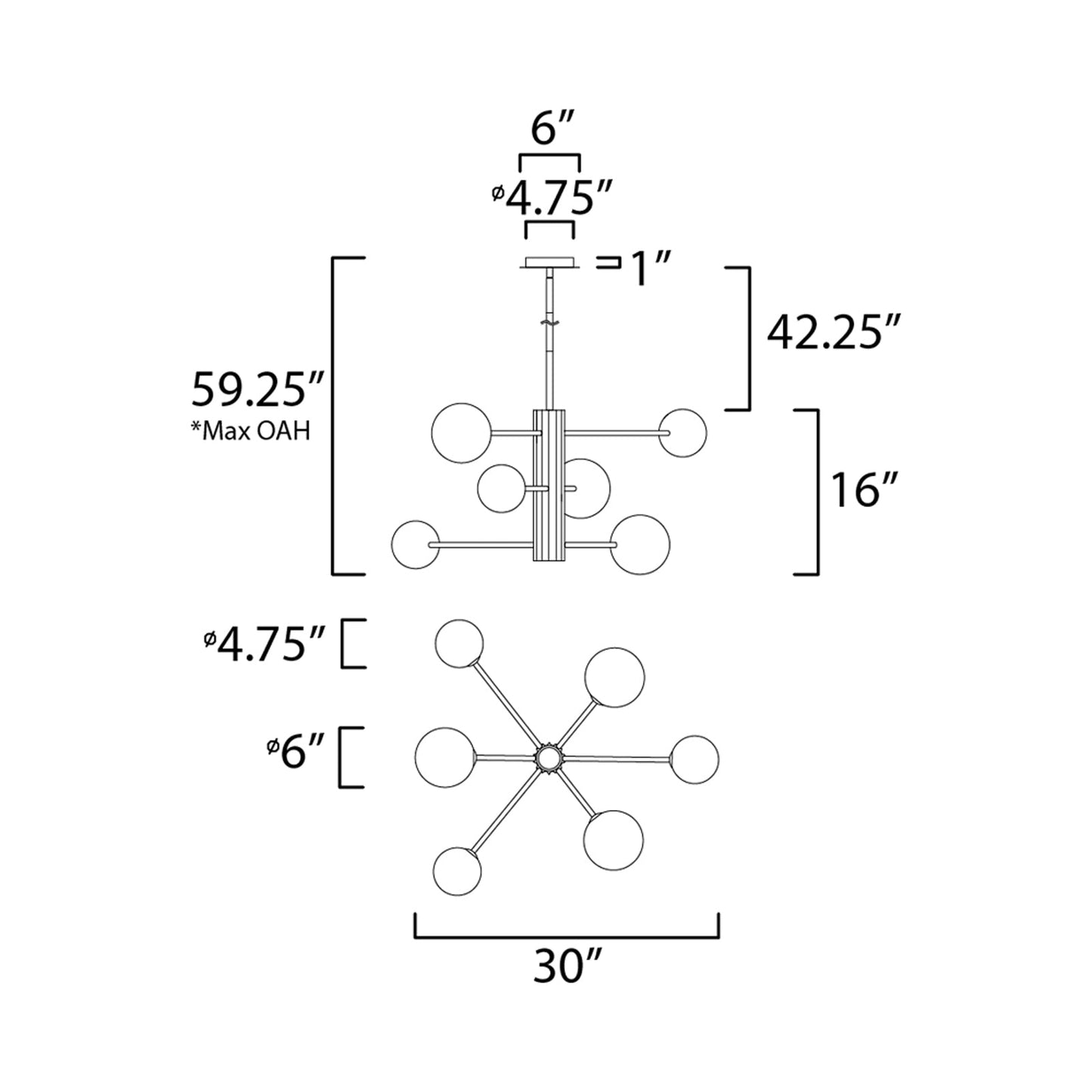 Cog Pendant Light - line drawing.