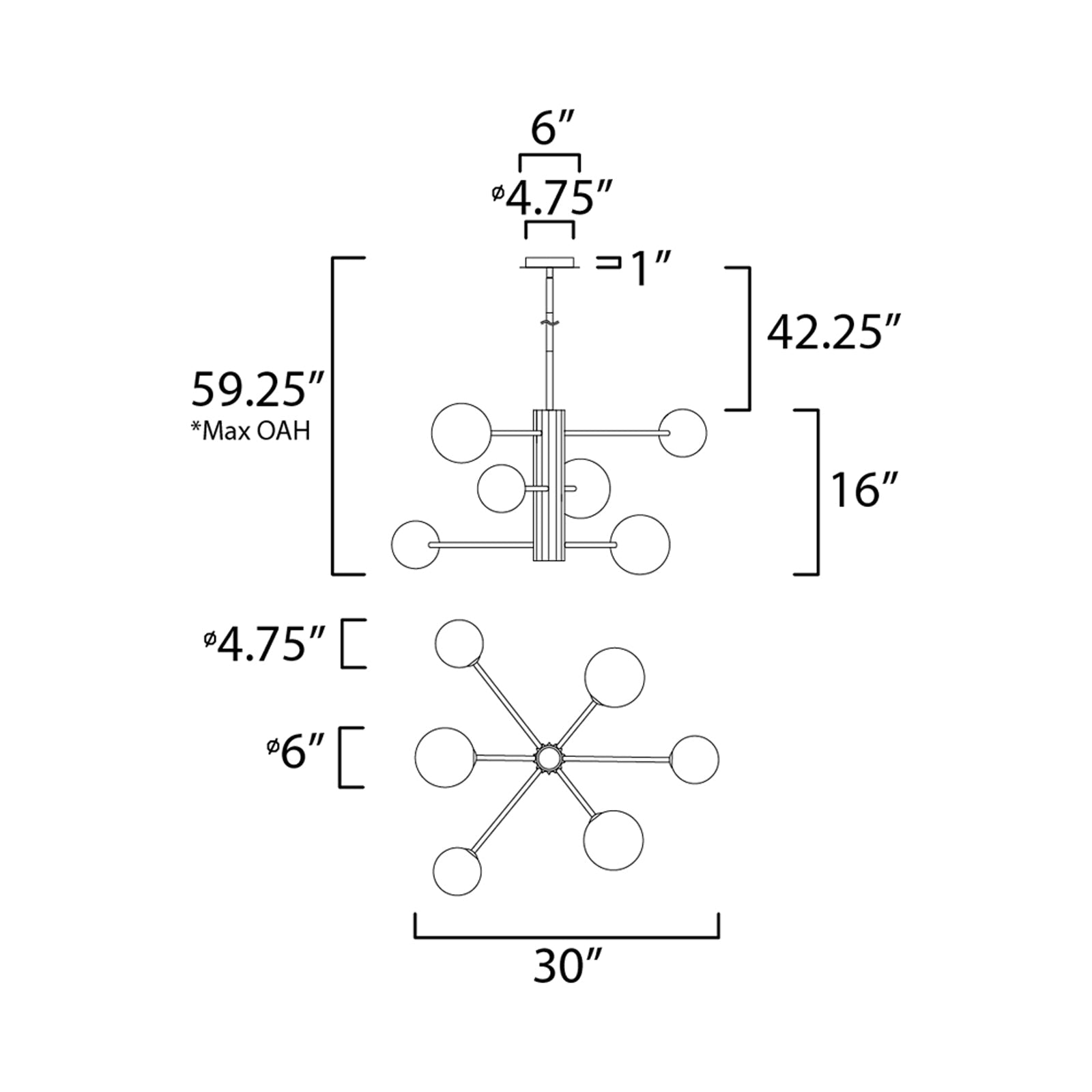 Cog Pendant Light - line drawing.