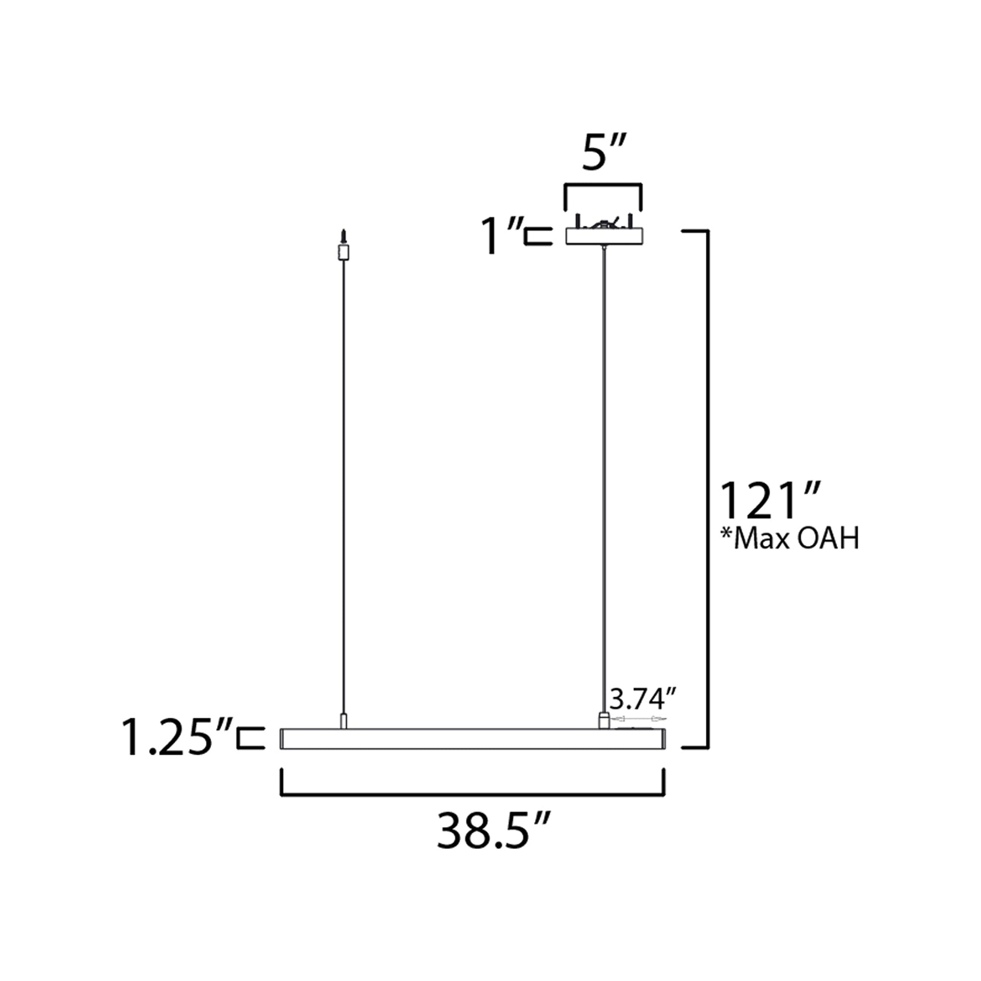 Continuum LED Linear Pendant Light - line drawing.