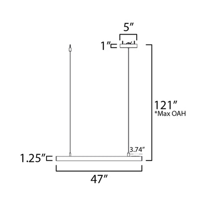 Continuum LED Linear Pendant Light - line drawing.
