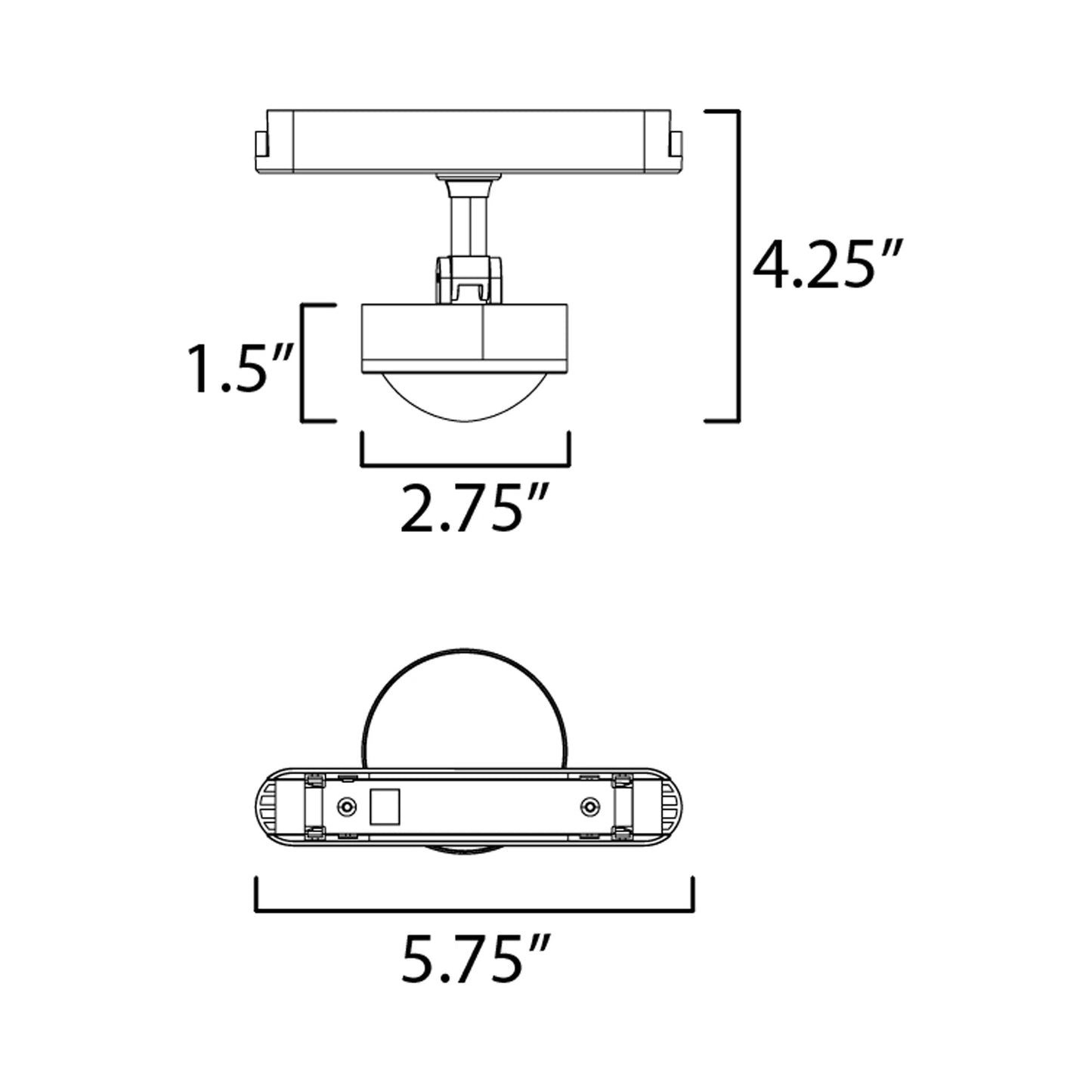 Continuum LED Optical Track Light - line drawing.