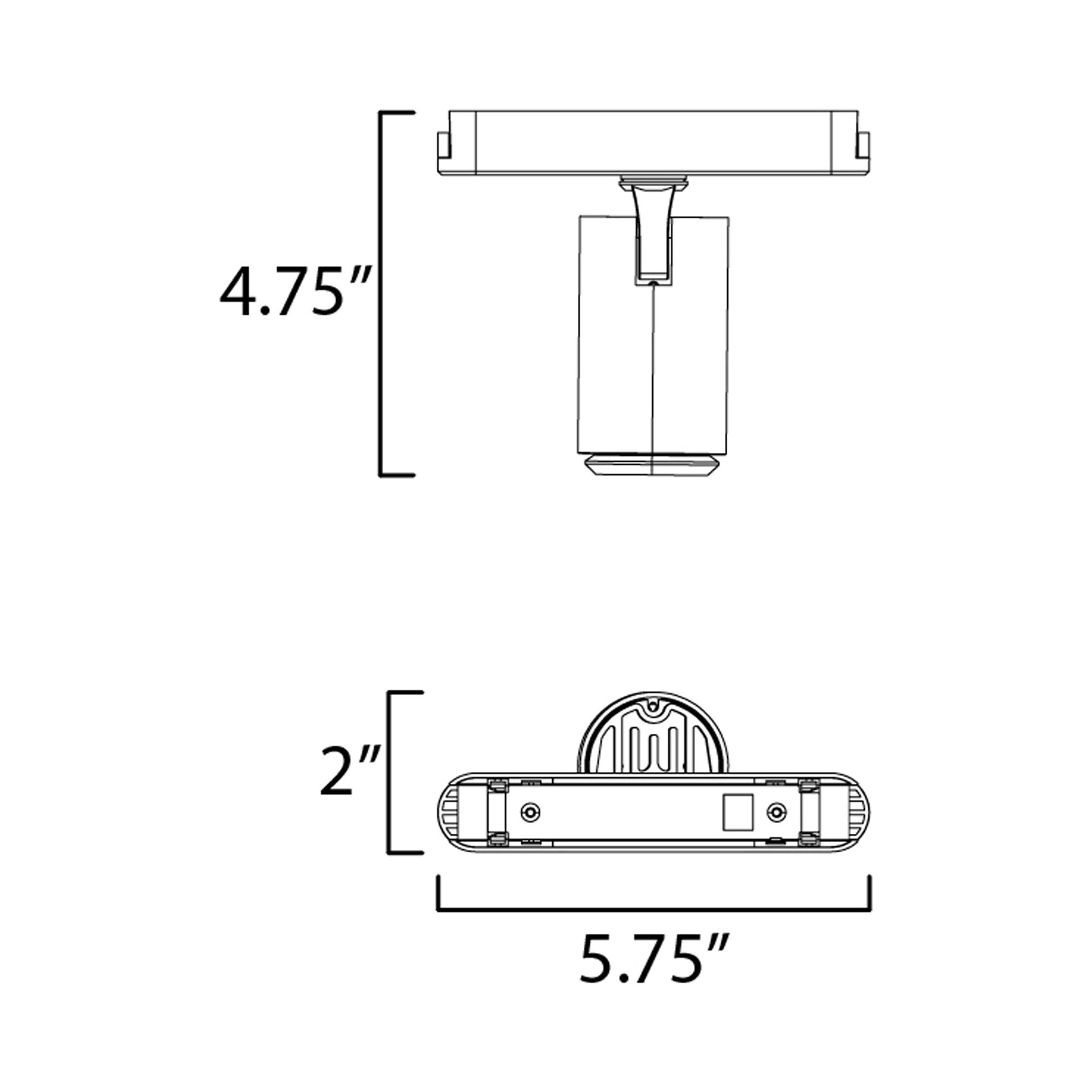 Continuum LED Spot Track Light with Beam Angle Adjust - line drawing.