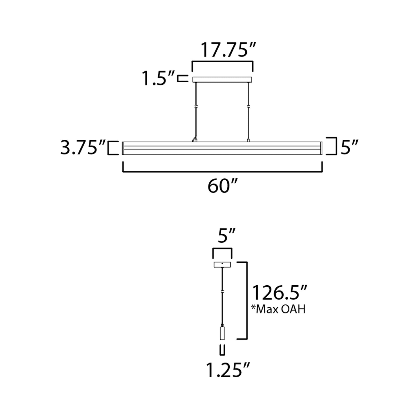 Crossbar LED Pendant Light - line drawing.