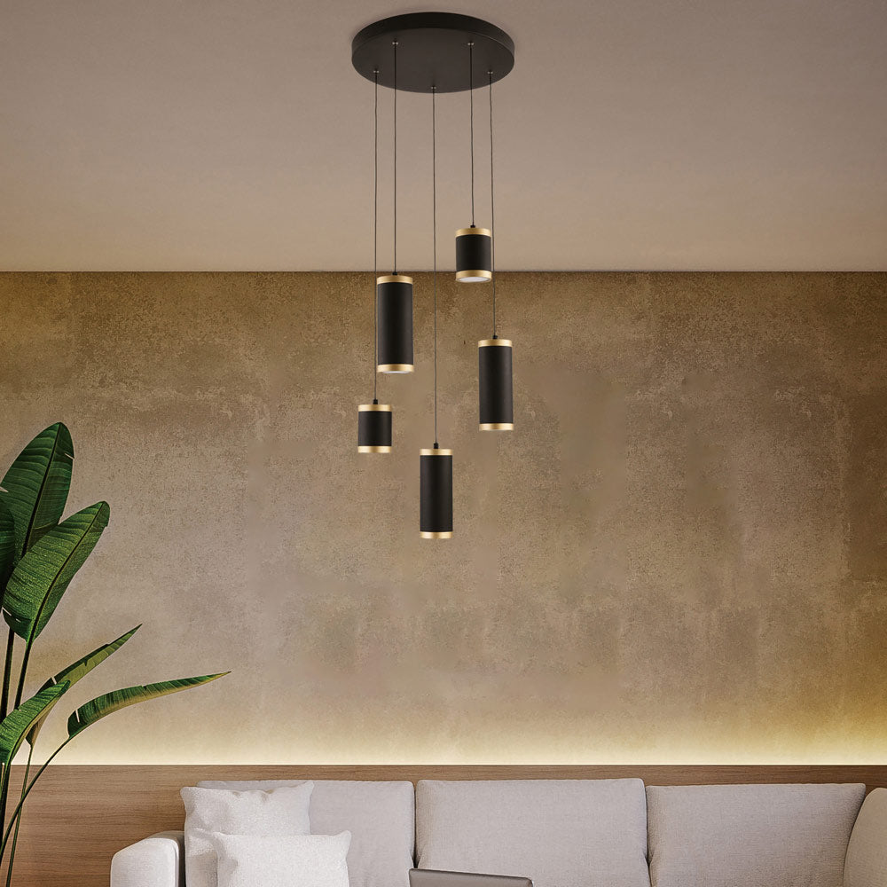 Cuff LED Multi Light Pendant Light in living room.