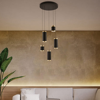 Cuff LED Multi Light Pendant Light in living room.