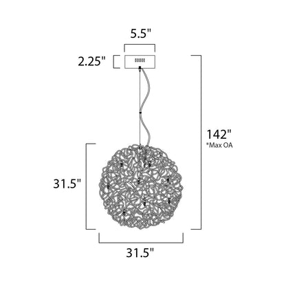 Dazed Pendant Light - line drawing.