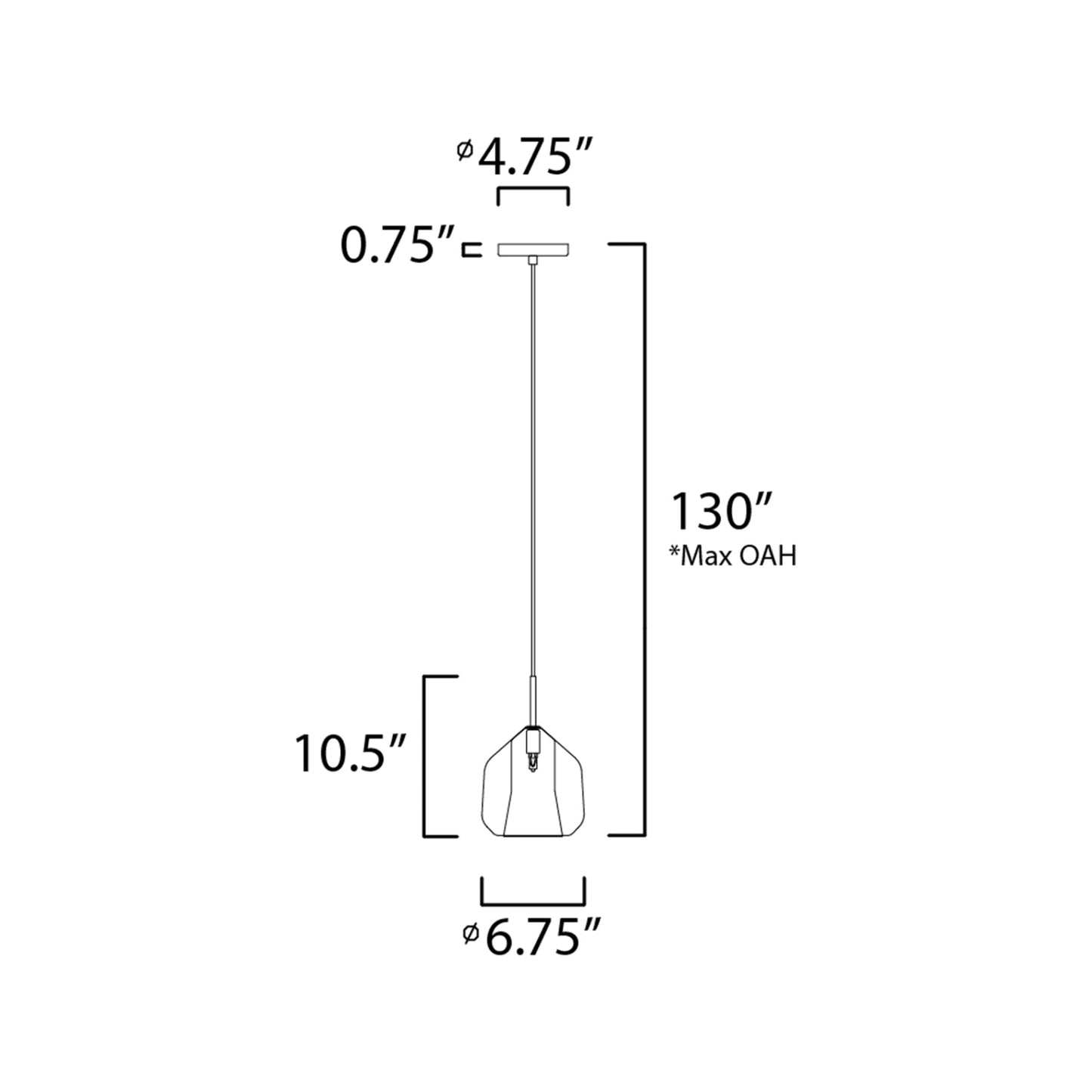 Deuce Pendant Light - line drawing.