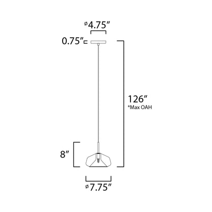 Deuce Pendant Light - line drawing.