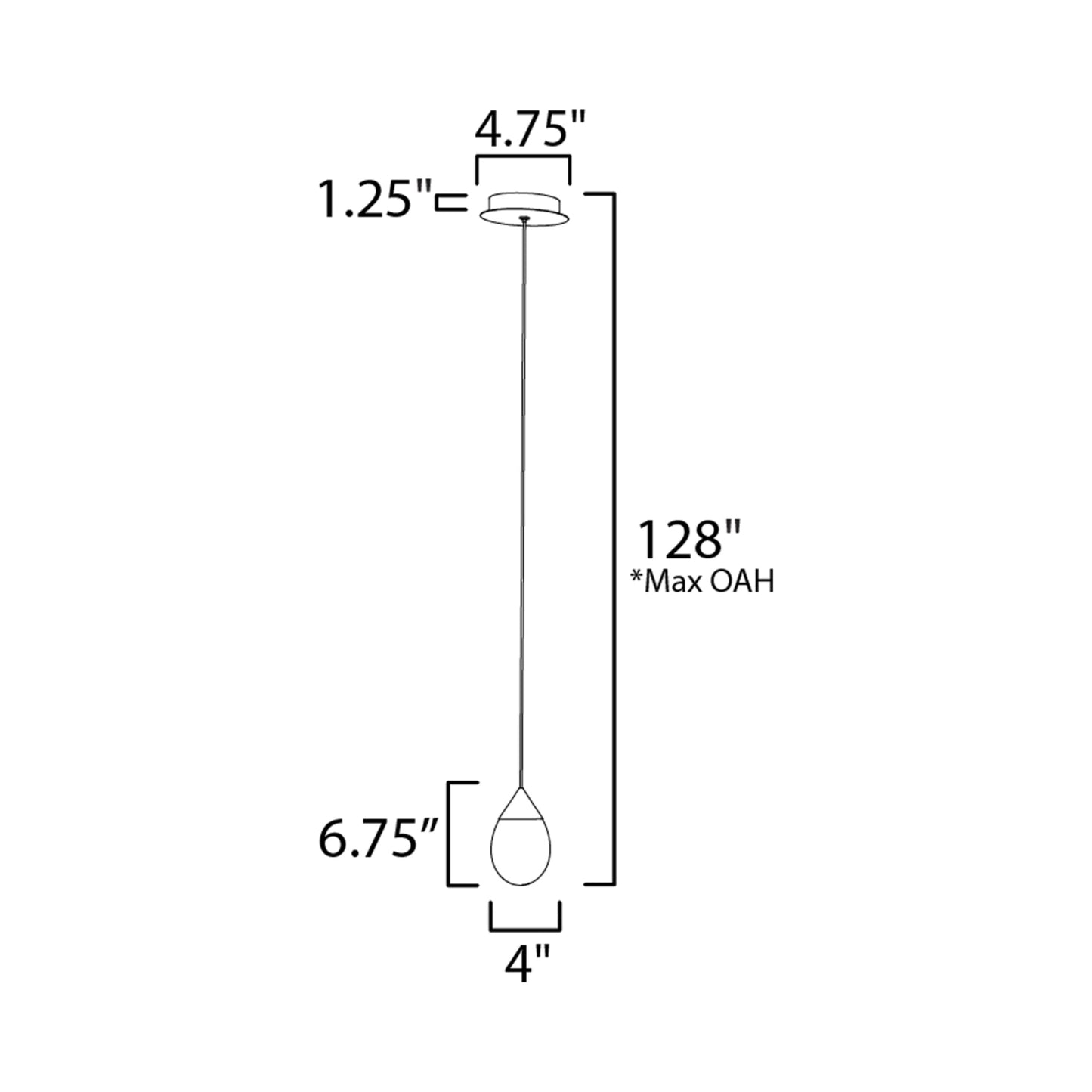 Dewdrop LED Mini Pendant Light - line drawing.