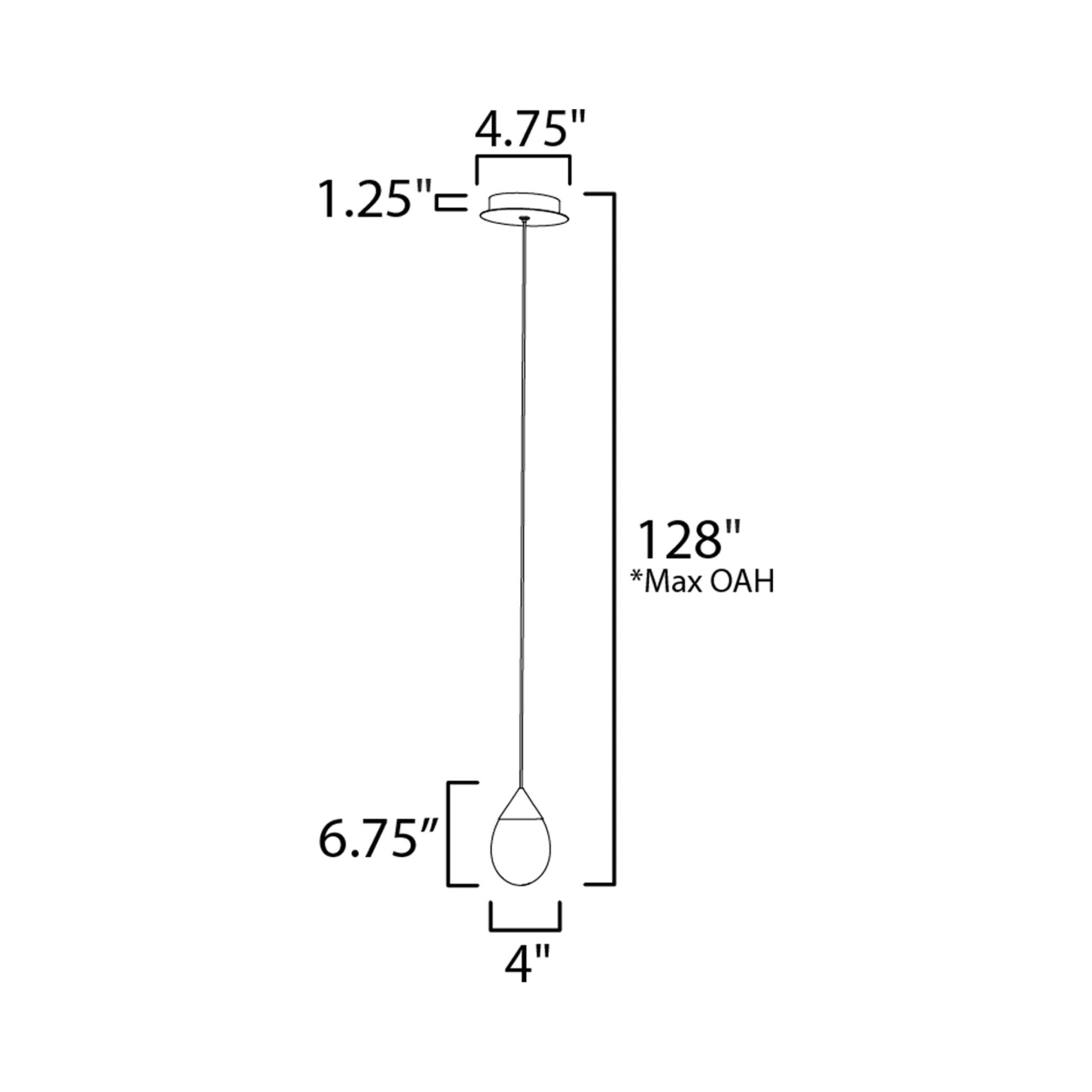 Dewdrop LED Mini Pendant Light - line drawing.