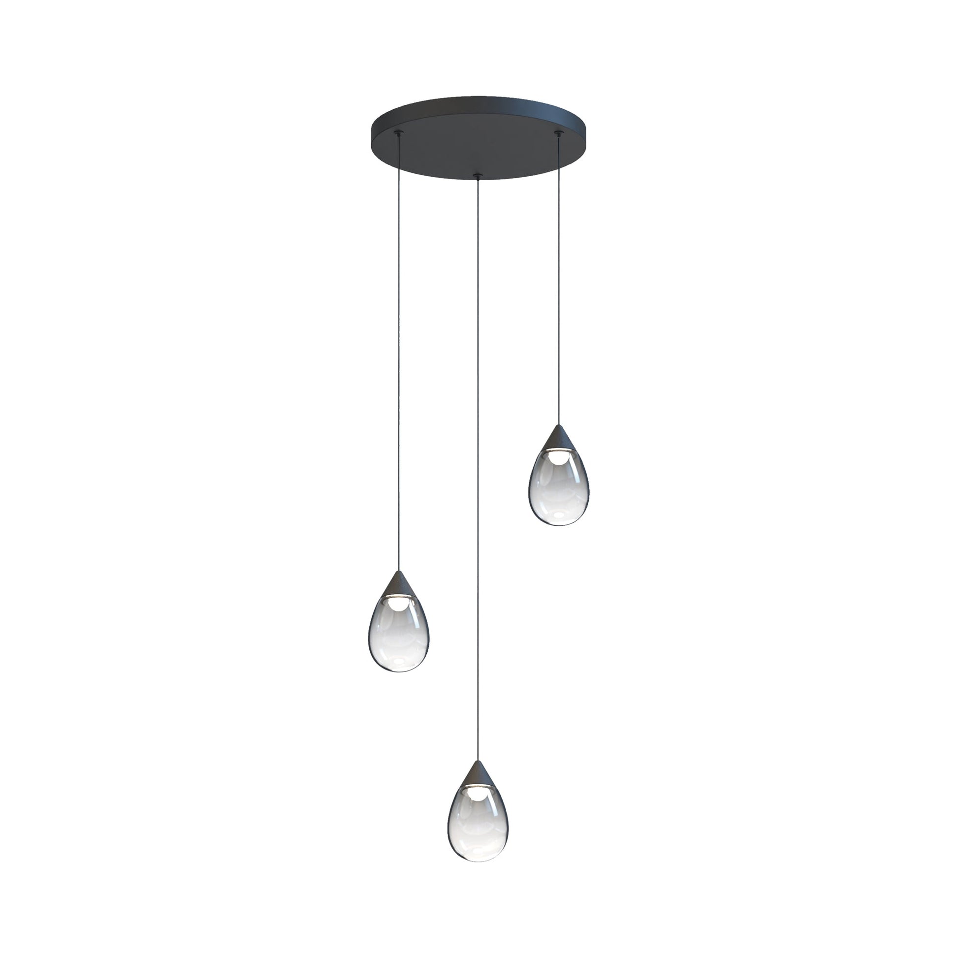 Dewdrop LED Multi Light Pendant Light in Black (3-Light).