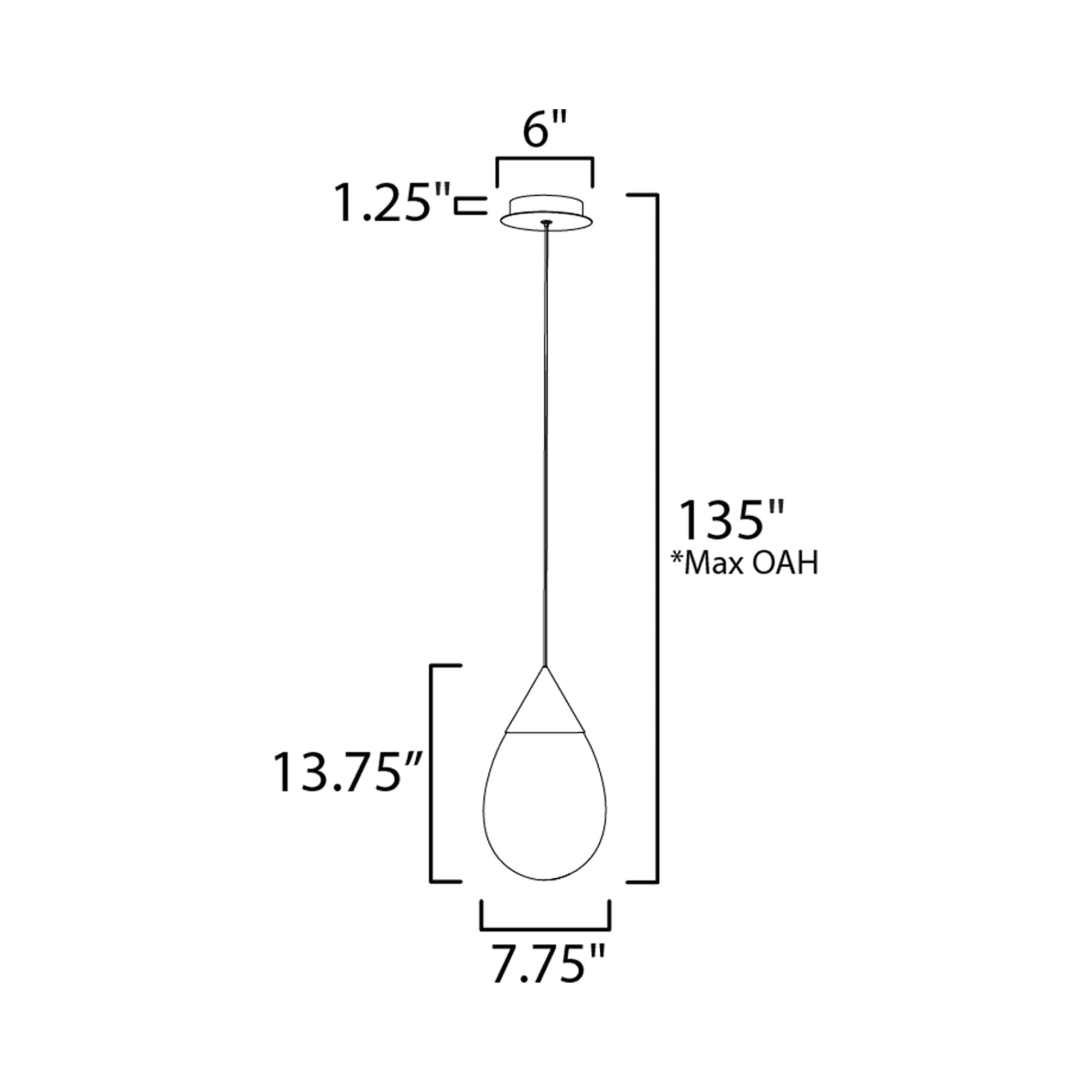 Dewdrop LED Pendant Light - line drawing.