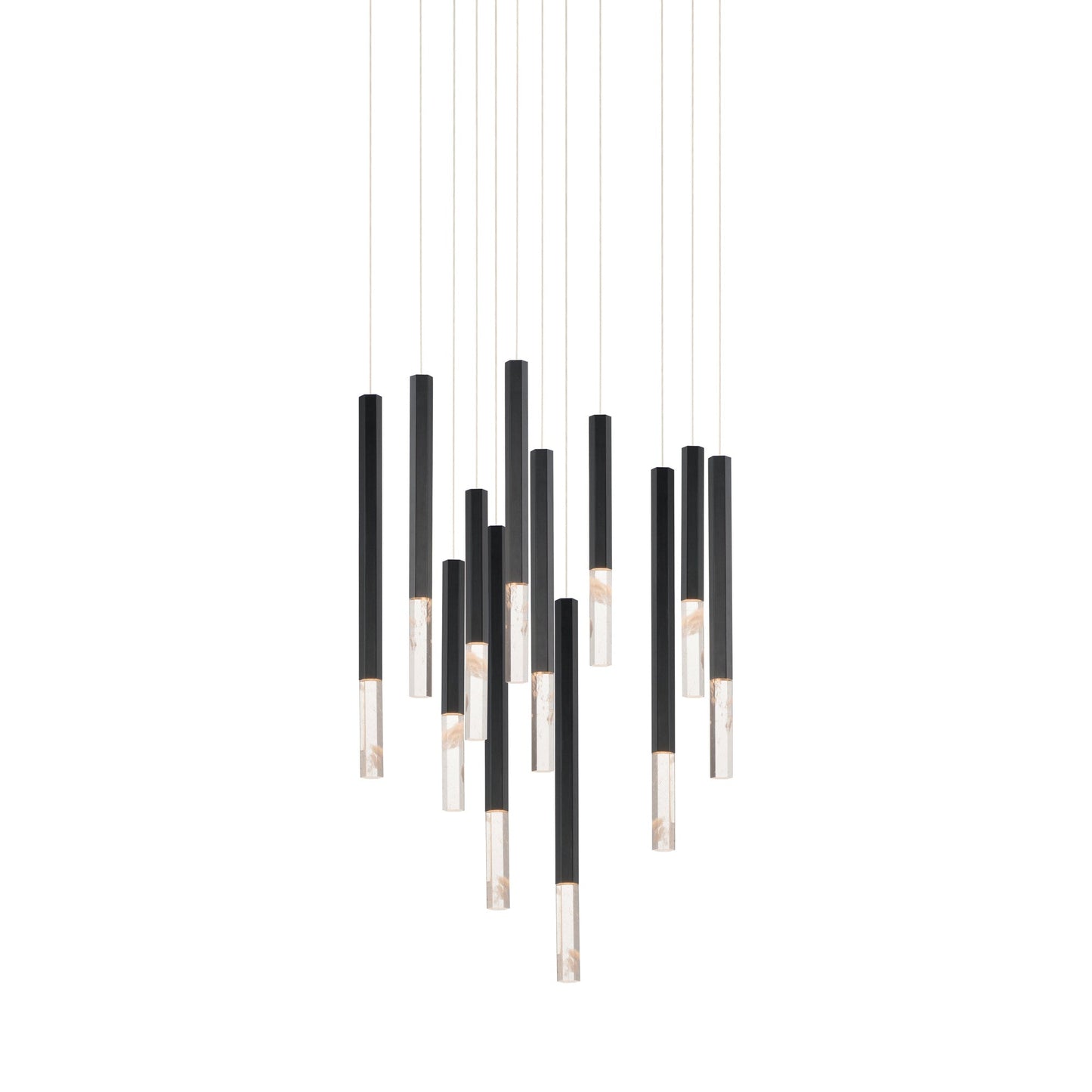 Diaphane LED Multi Light Pendant Light in Black (12-Light).
