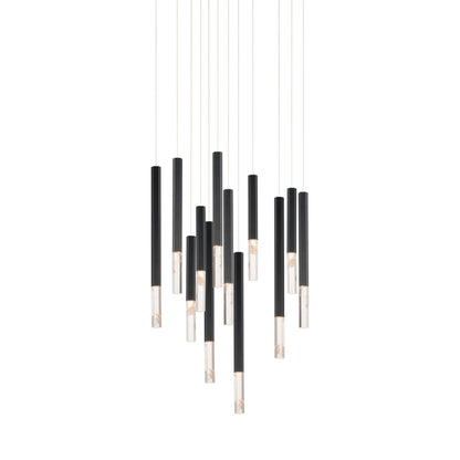 Diaphane LED Multi Light Pendant Light in Black (12-Light).