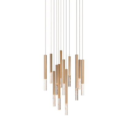 Diaphane LED Multi Light Pendant Light in Gold (12-Light).