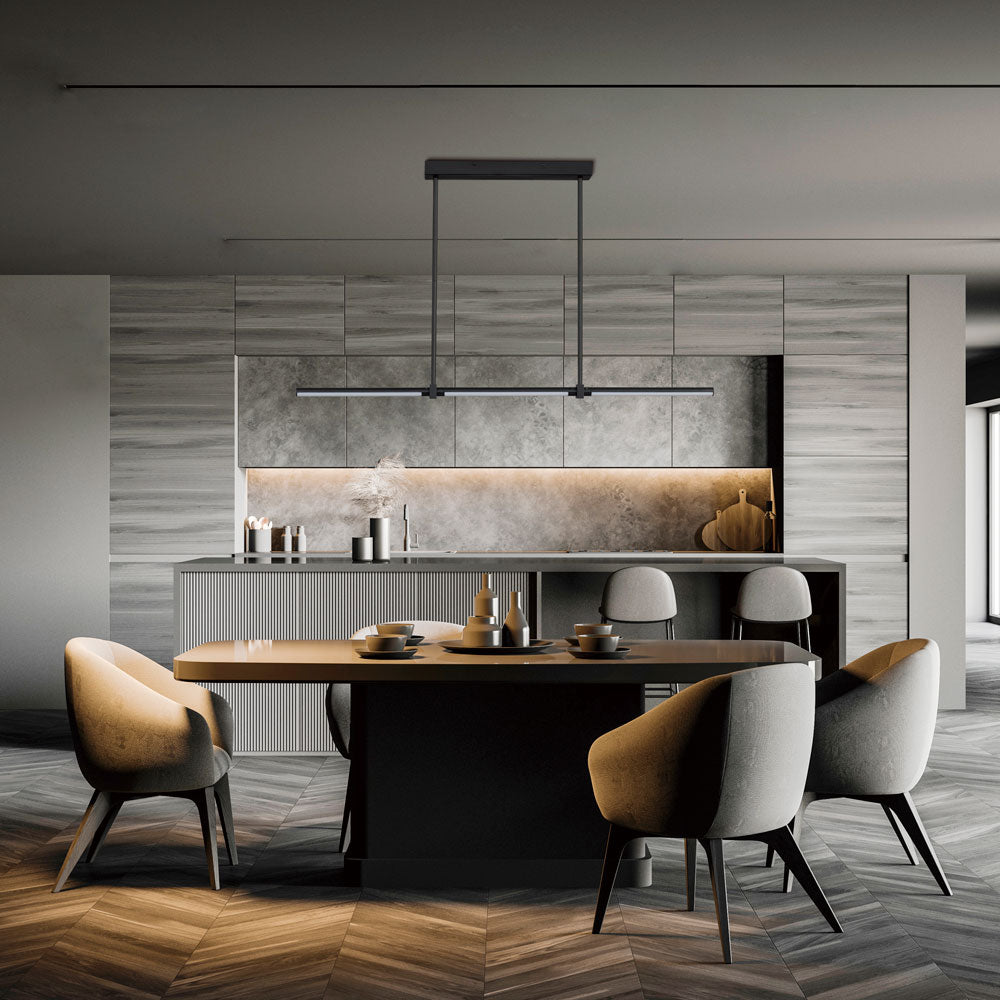 Dorian LED Linear Pendant Light in dining room.