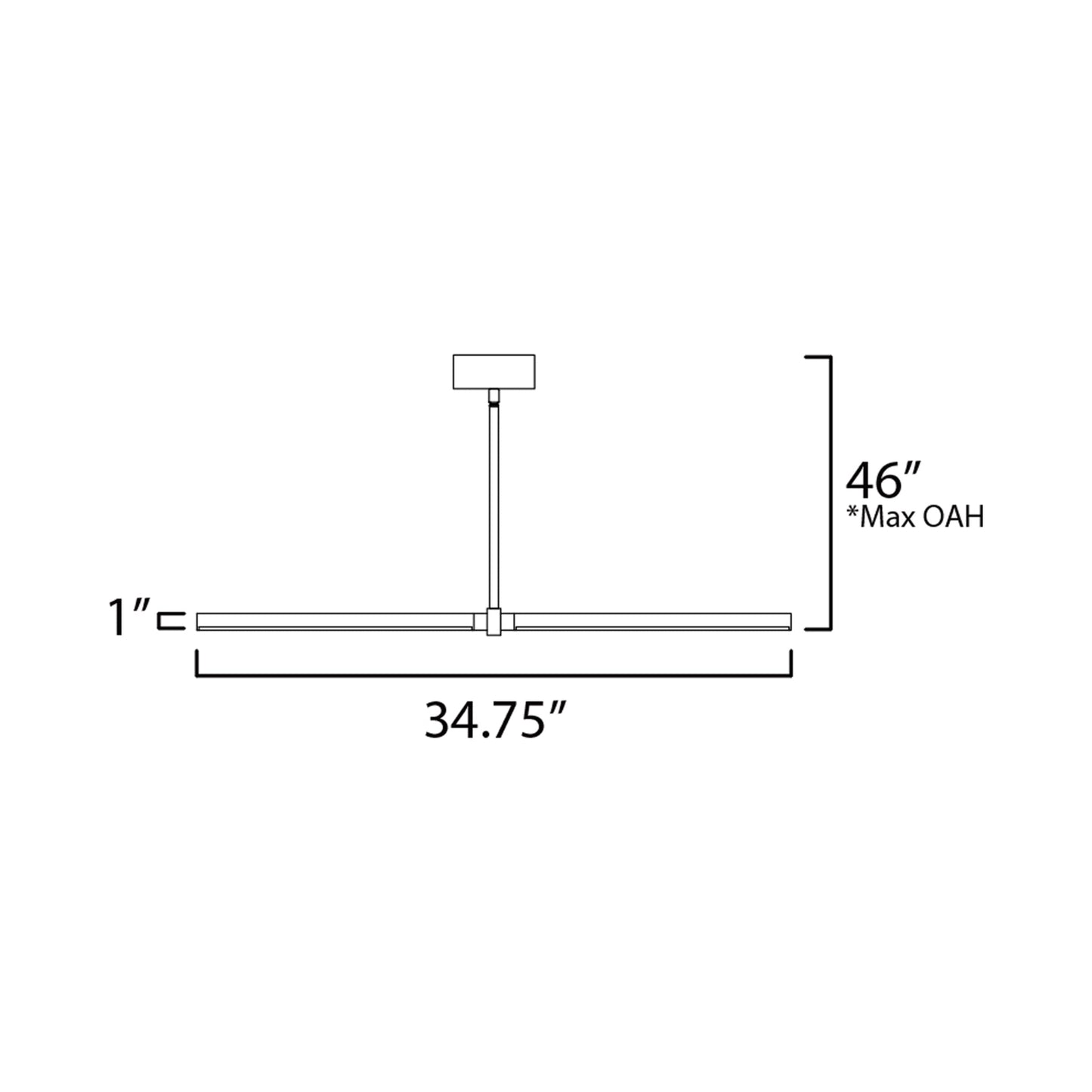 Dorian LED Linear Pendant Light - line drawing.