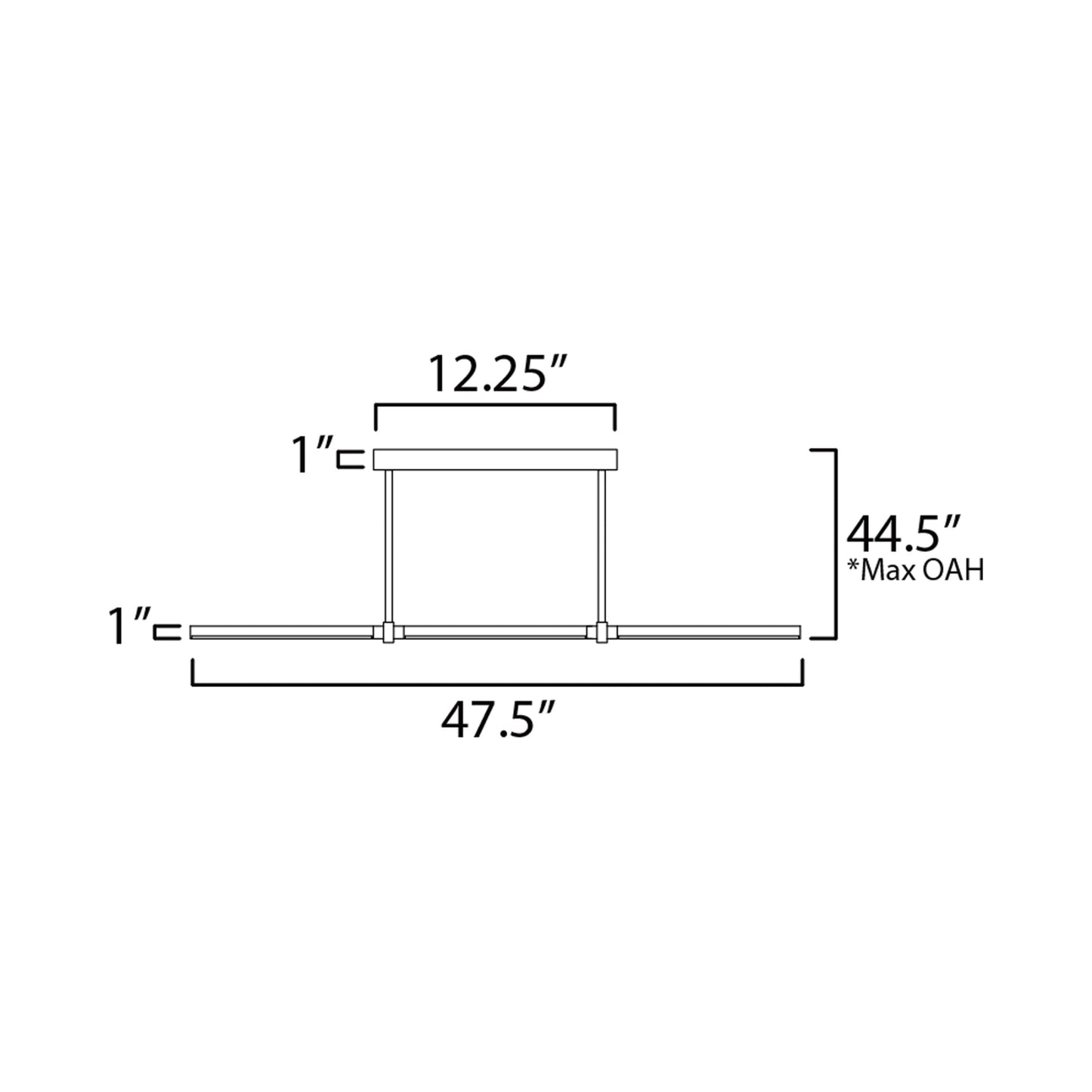 Dorian LED Linear Pendant Light - line drawing.
