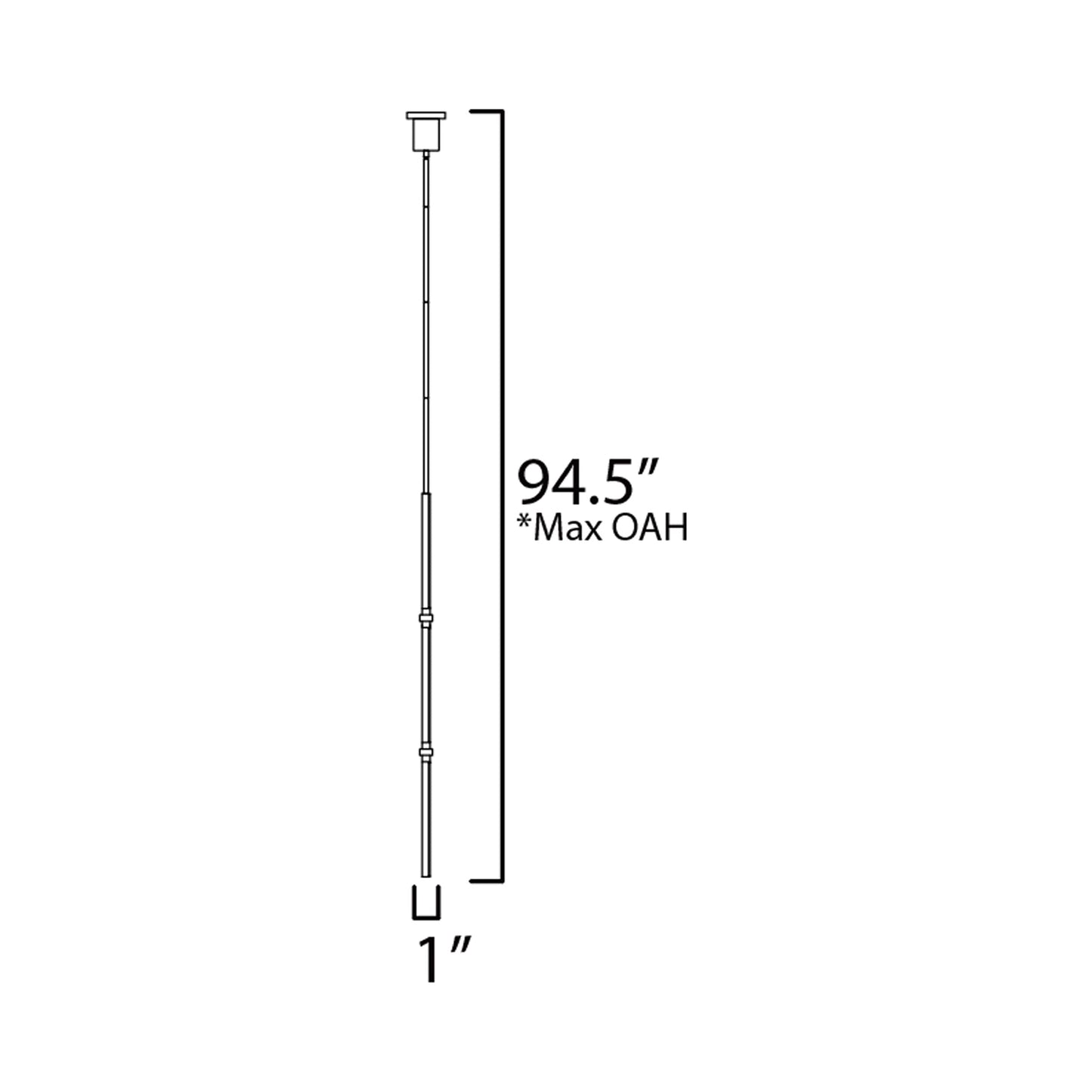 Dorian Vertical LED Pendant Light - line drawing.