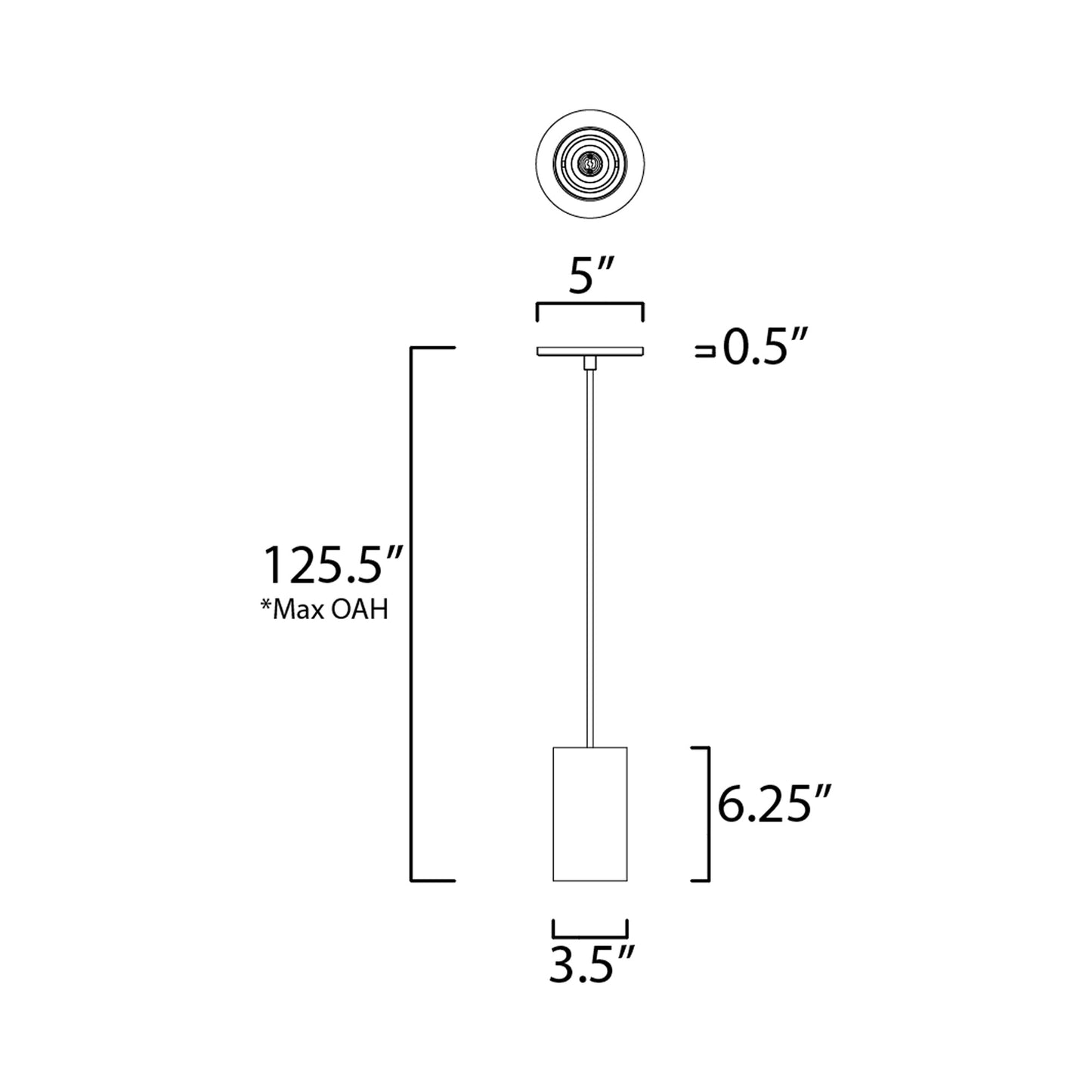 Dwell Pendant Light - line drawing.