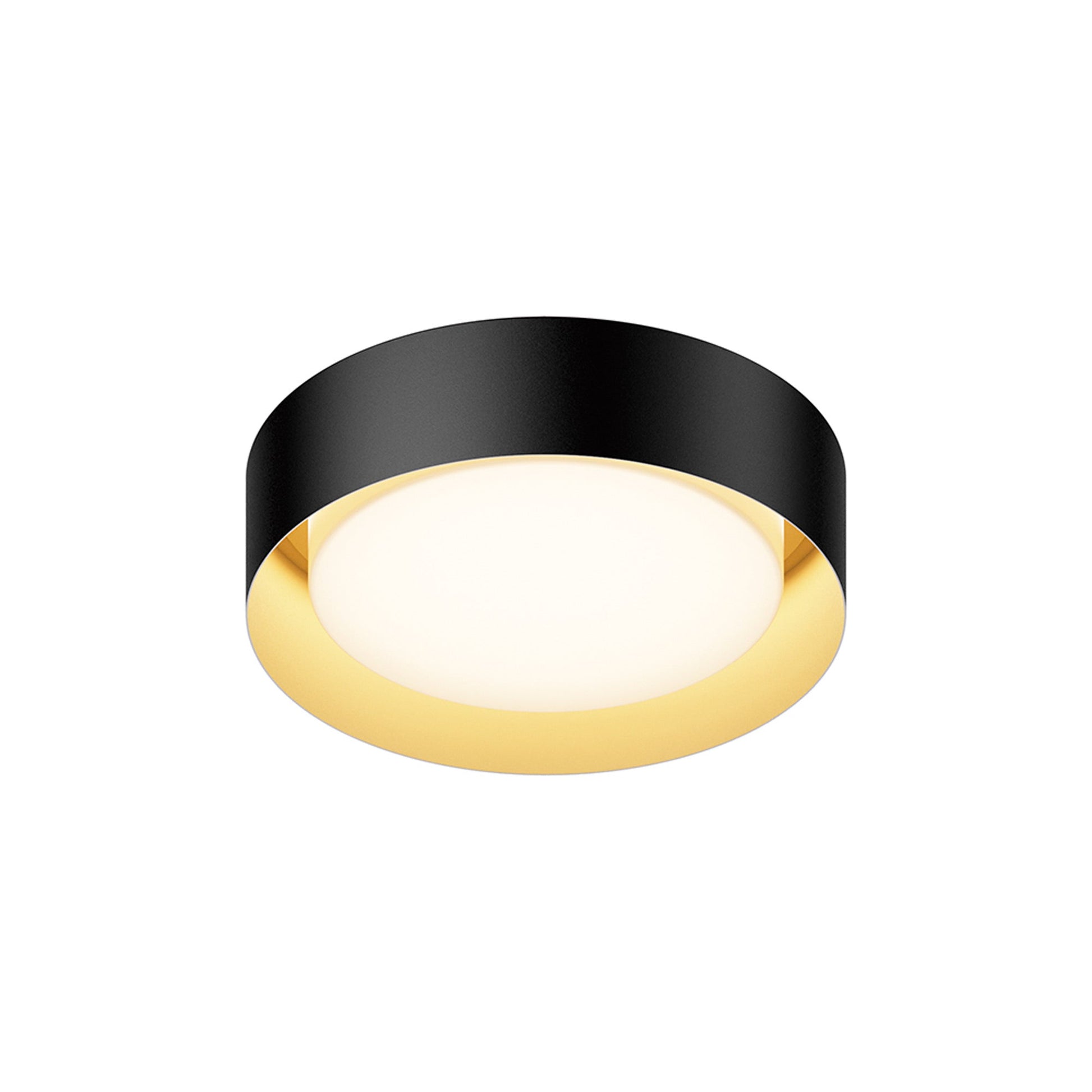 Echo LED Flush Mount Ceiling Light in Black/Gold (13-Inch).