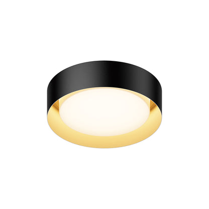 Echo LED Flush Mount Ceiling Light in Black/Gold (13-Inch).
