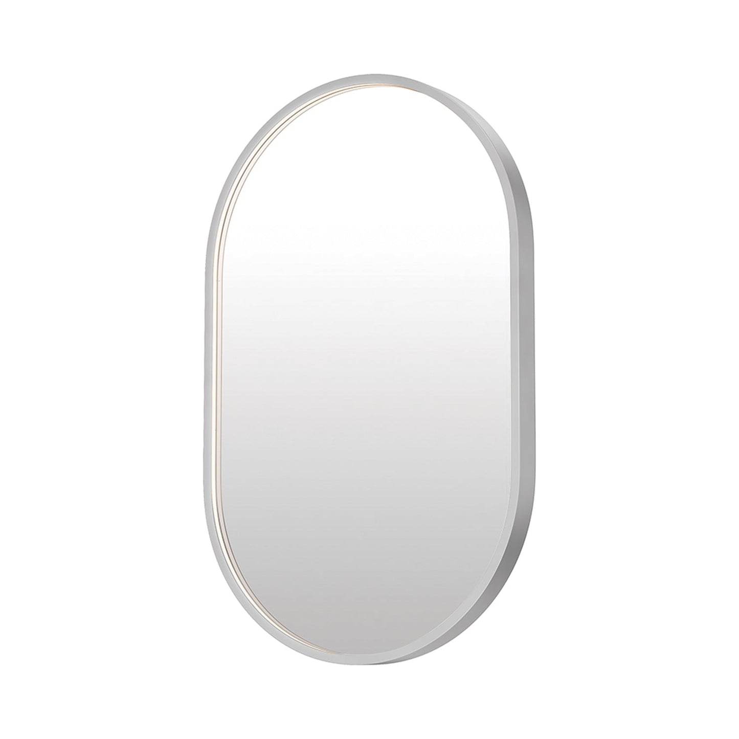 Elisse LED Wall Mirror in Satin Nickel (32-Inch/Oval).