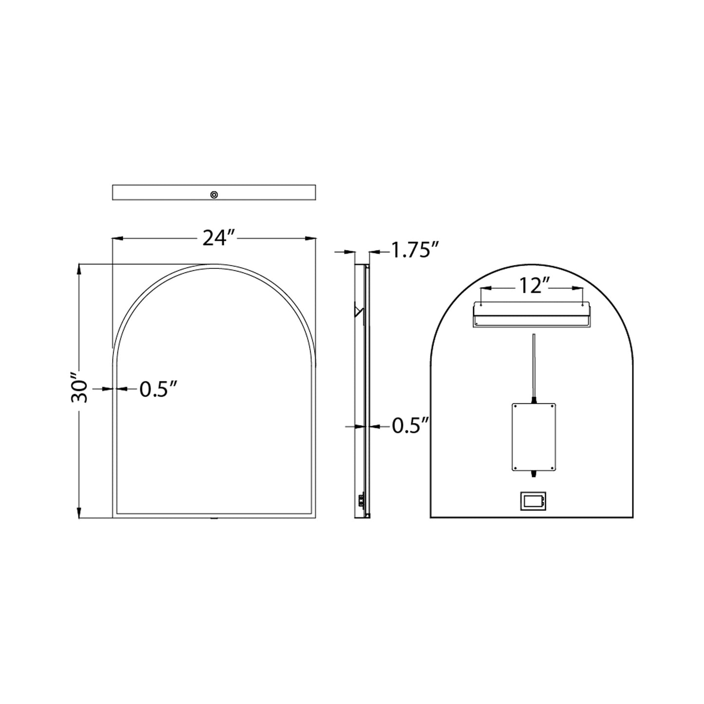 Elisse LED Wall Mirror - line drawing.