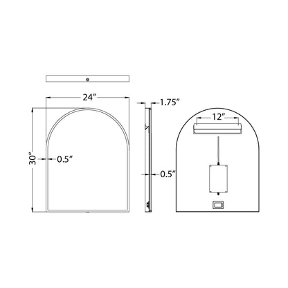 Elisse LED Wall Mirror - line drawing.