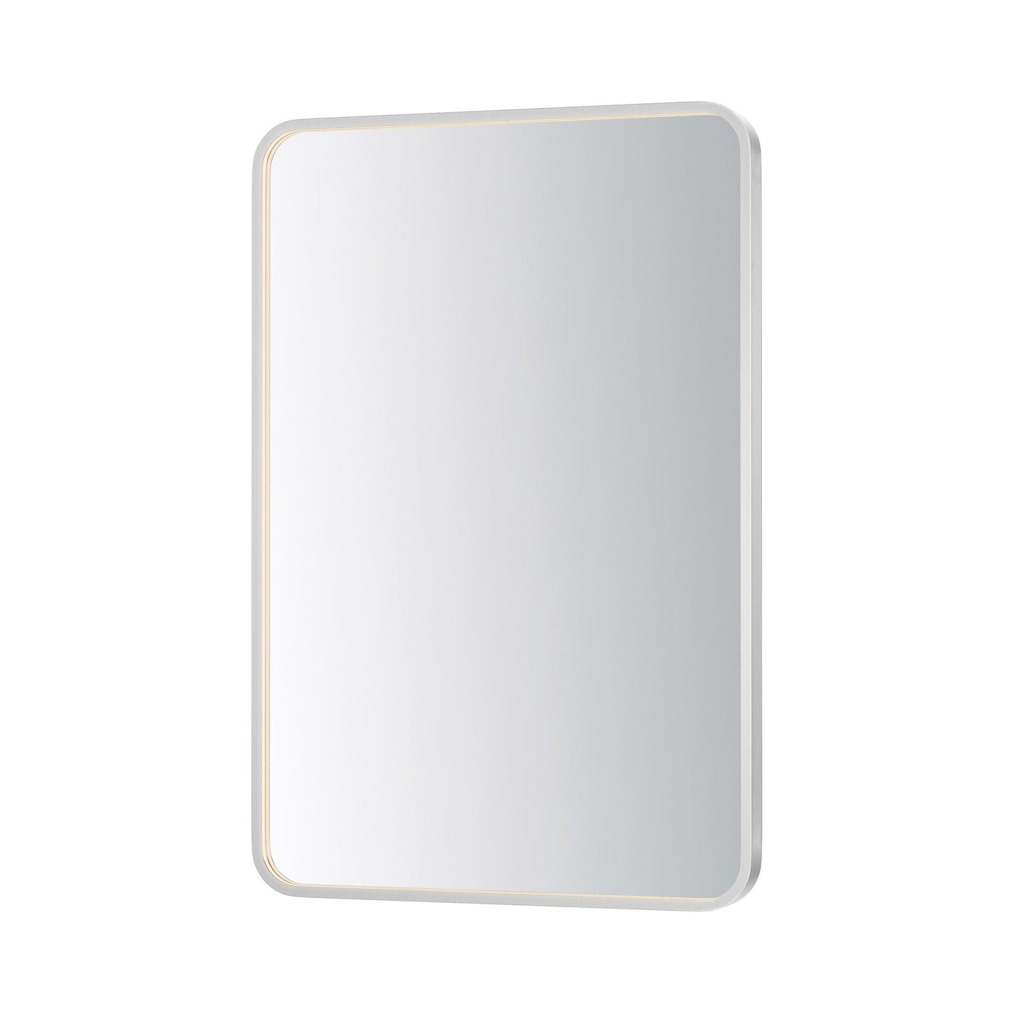 Elisse Rectangle LED Wall Mirror in Satin Nickel.