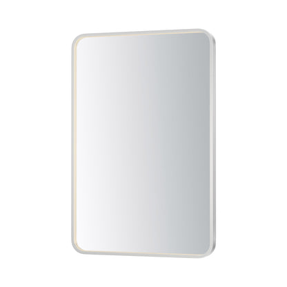 Elisse Rectangle LED Wall Mirror in Satin Nickel.