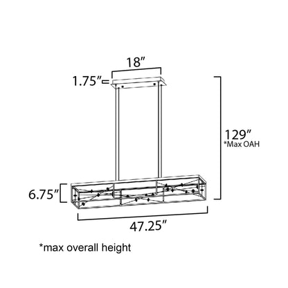Entanglement LED Linear Pendant Light - line drawing.