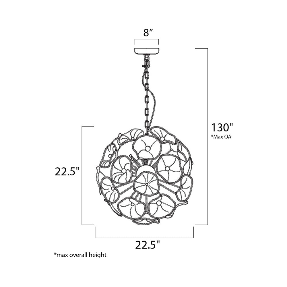Fiori Pendant Light - line drawing.