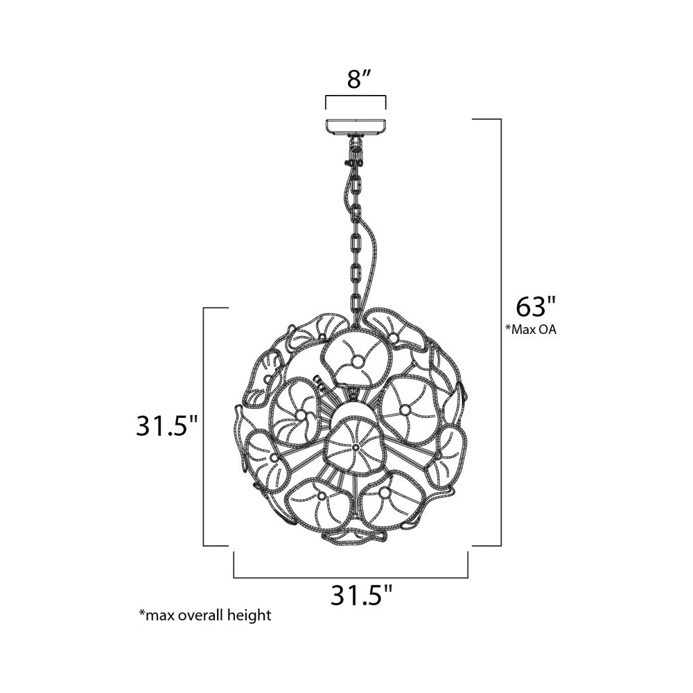 Fiori Pendant Light - line drawing.