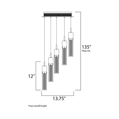 Fizz III LED Multi Light Pendant Light in - line drawing.