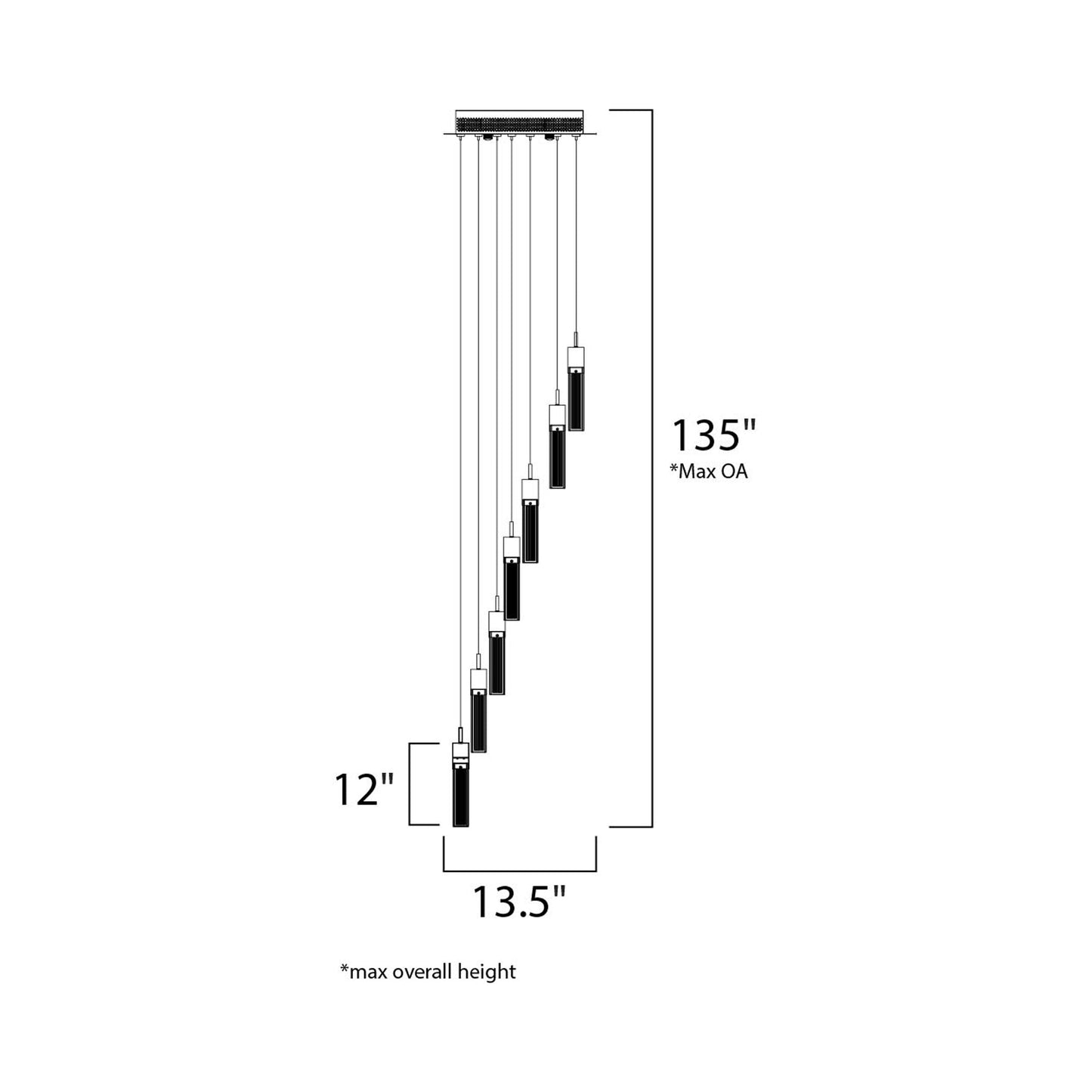Fizz III LED Multi Light Pendant Light in - line drawing.