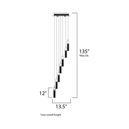 Fizz III LED Multi Light Pendant Light in - line drawing.