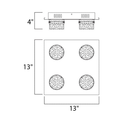 Fizz IV LED Flush Mount Ceiling Light - line drawing.