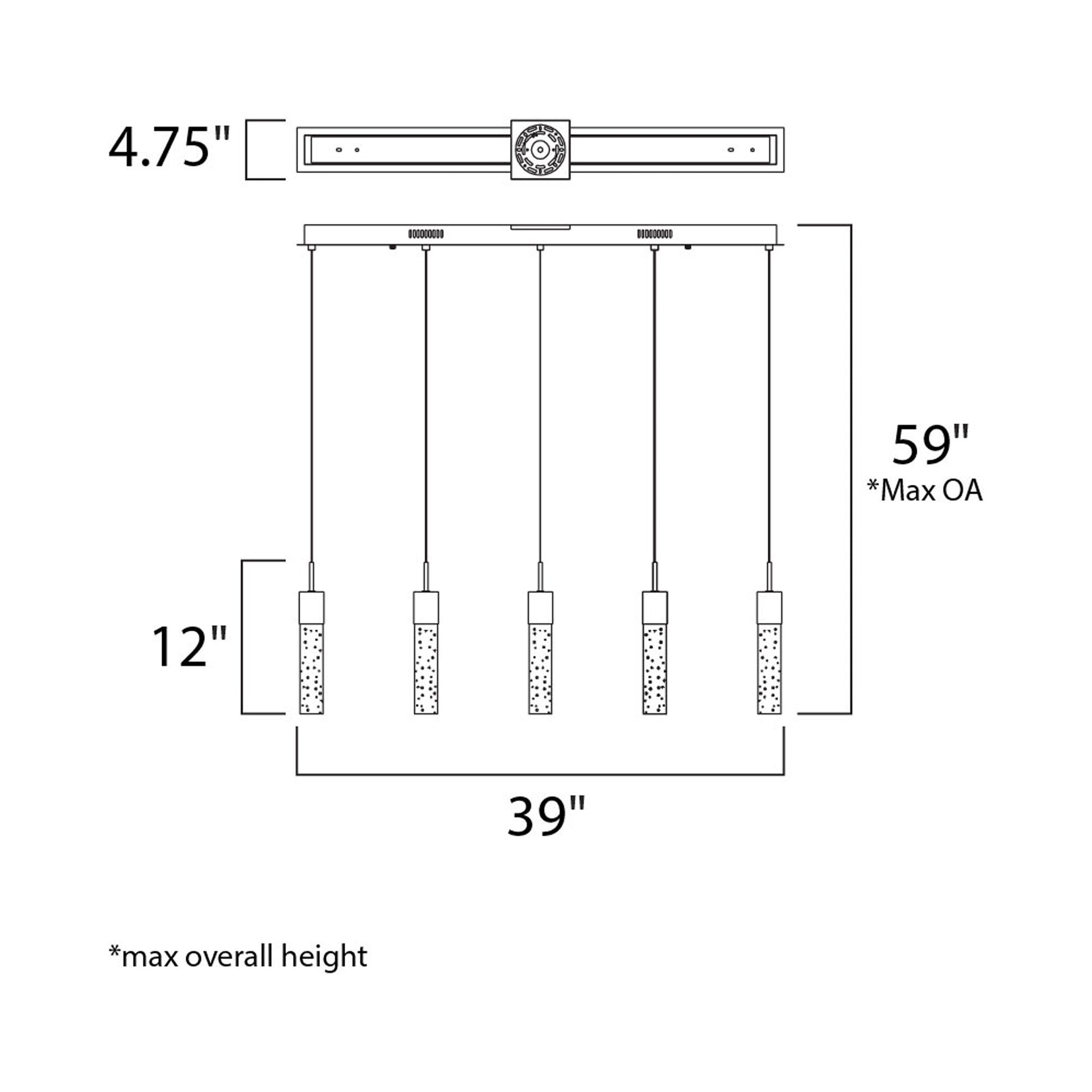 Fizz IV LED Linear Pendant Light - line drawing.