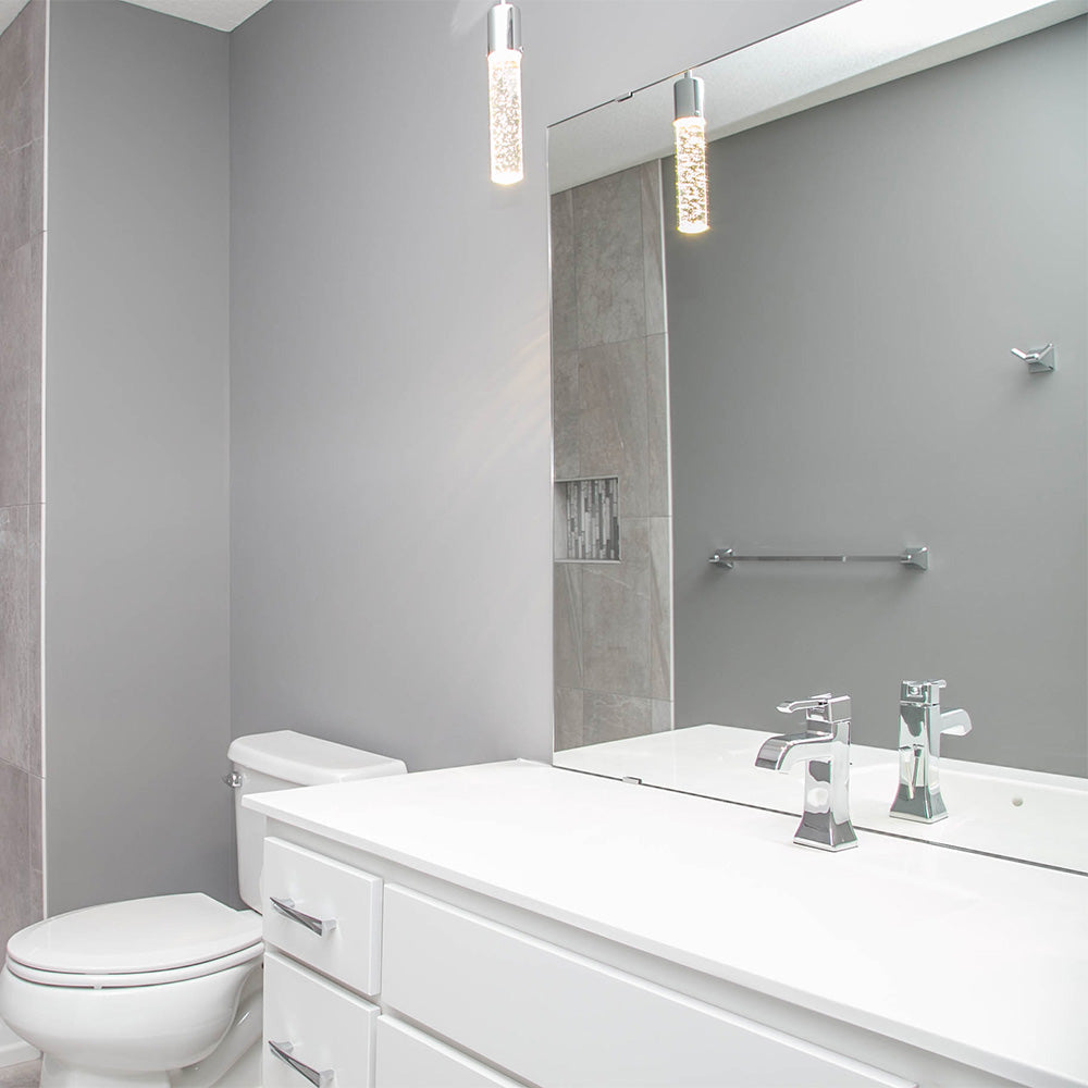 Fizz IV LED Mini Pendant Light in bathroom.
