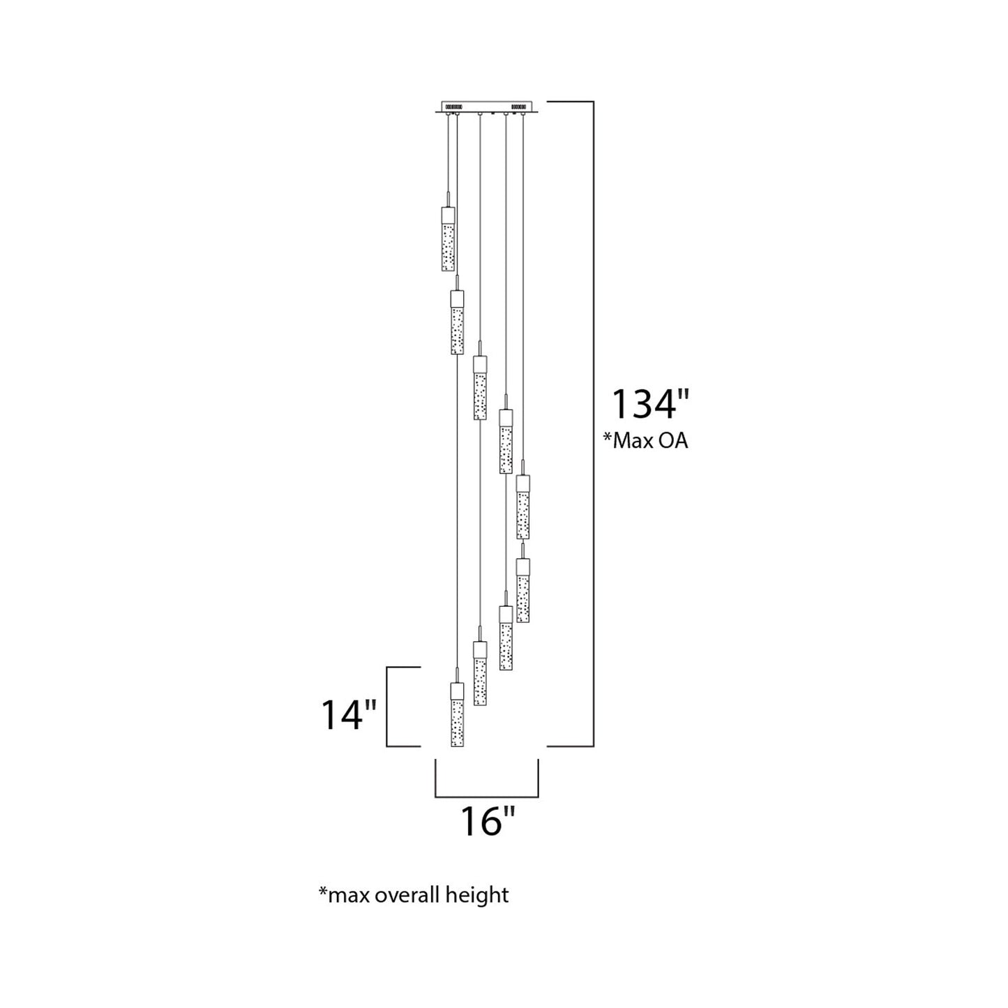 Fizz IV LED Multi Light Pendant Light - line drawing.