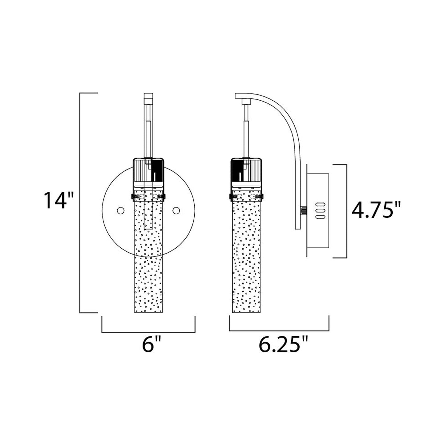 Fizz IV LED Wall Light - line drawing.