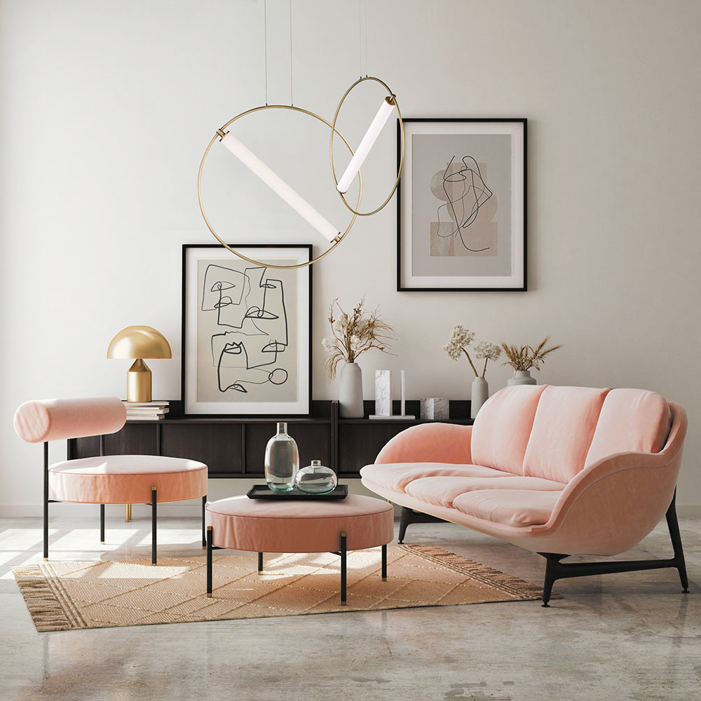 Flare LED Pendant Light in living room.