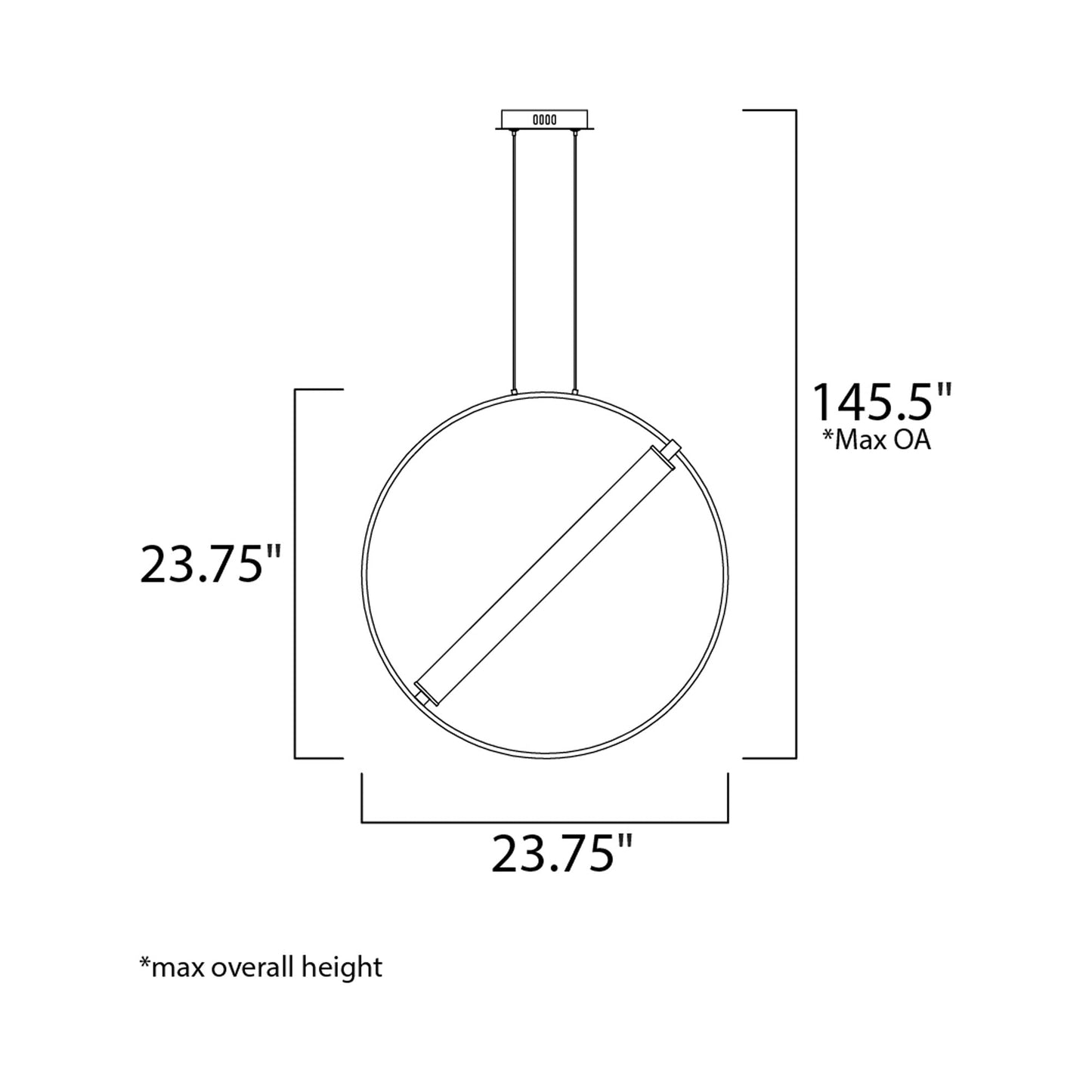 Flare LED Pendant Light - line drawing.