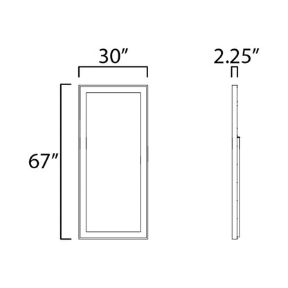 Floating LED Floor Mirror - line drawing.
