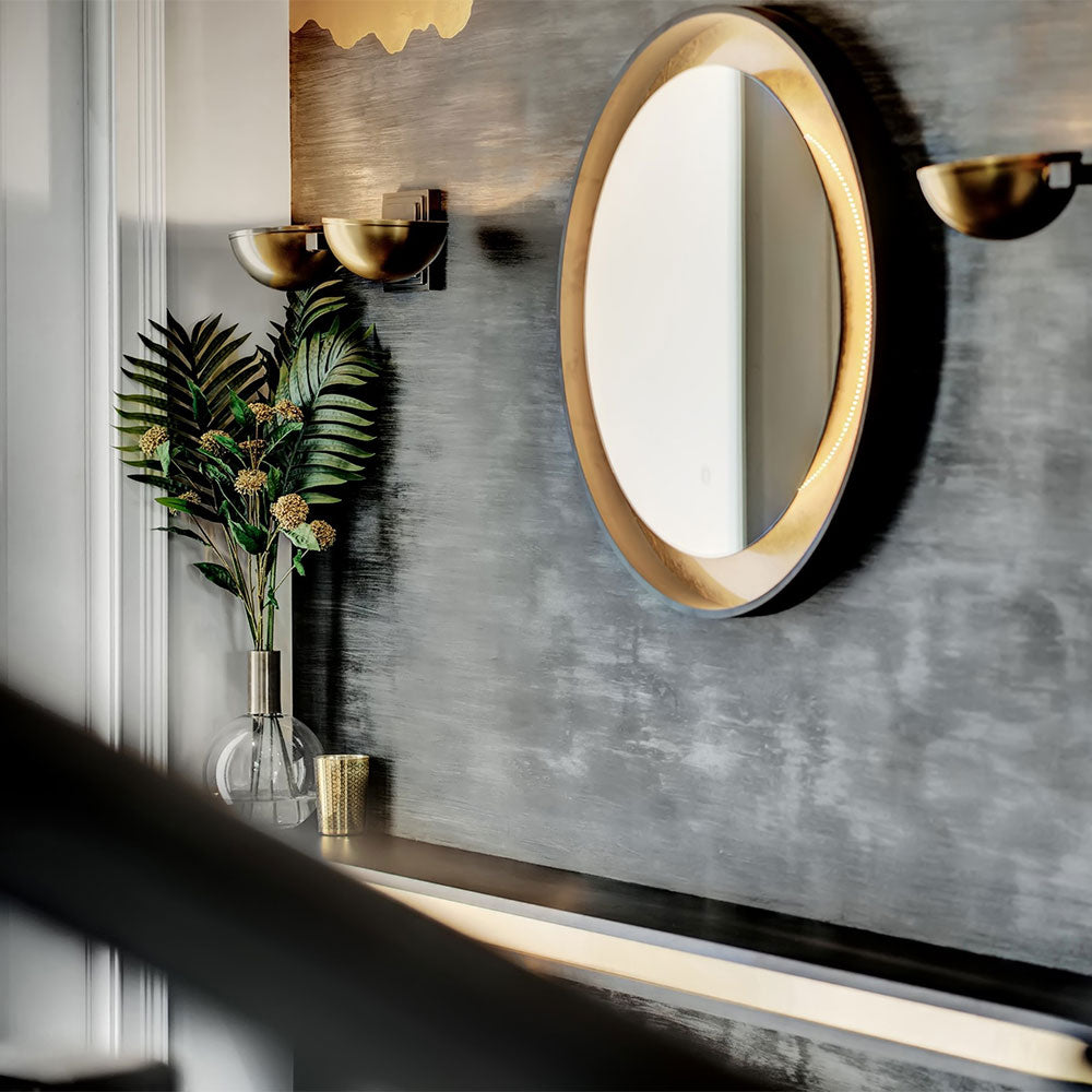 Floating Round LED Wall Mirror in Detail.